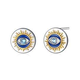 VONALA Evil Eye Earring Evil Eye Earrings for Women Evil Eye Stud Earring Sterling Silver Cubic Zirconial for Women
