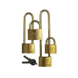 PLASTIMO 29447B Q5W-KAZ-294-47A Marine Padlock, Made of Rust Resistant Brass, Set of 3 (Same Key Release), Size S, 1.2 inches (30 mm)
