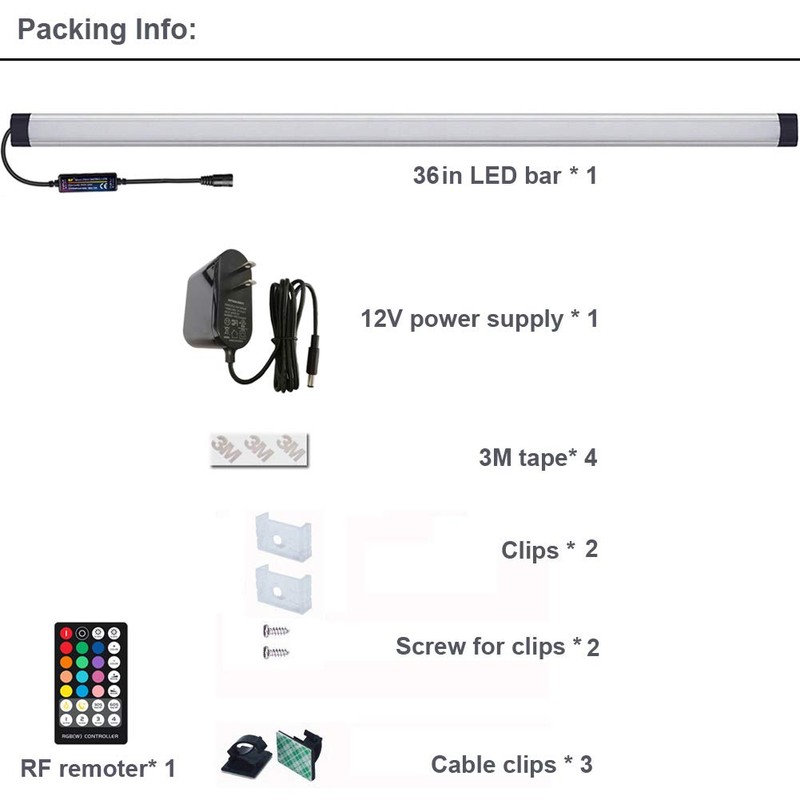 LAIFUNI Dimmable Under Cabinet Lighting, RGB LED Light Bar, RF