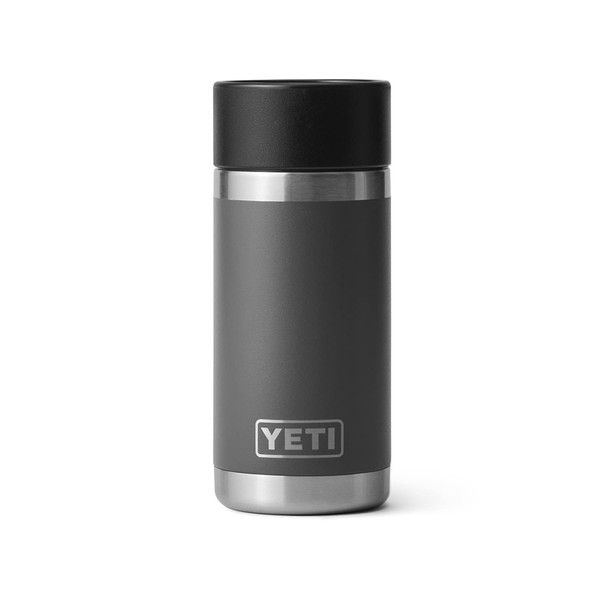 Yeti Rambler 12 oz Bottle, Stainless Steel, Vacuum Insulated, with Hot Shot Cap, Charcoal
