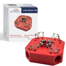 RU CHILLIN Reusable Mouse Trap - Multi Catch Mice Traps for Indoor & Outdoor Use, Pet & Child Safe 4-in-1 Snap Design (Red)