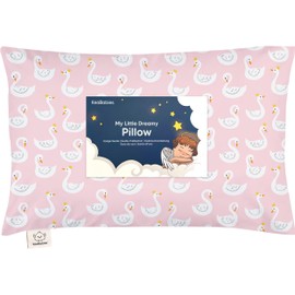 Toddler Pillow with Pillowcase - 13x18 My Little Dreamy Kids Travel Bed Pillows for Sleeping, Organic Cotton Small Pillowcase, Soft & Breathable, Machine Washable, Toddlers 2-5 Years Old (Swan Lake)