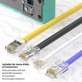 RJ45 Pass Through Crimp Tool, Ethernet Crimping Tool Kit All-in-one Crimper for Cat8 Cat7 Cat6 Cat5 8P RJ45 6P RJ11/12 Connectors