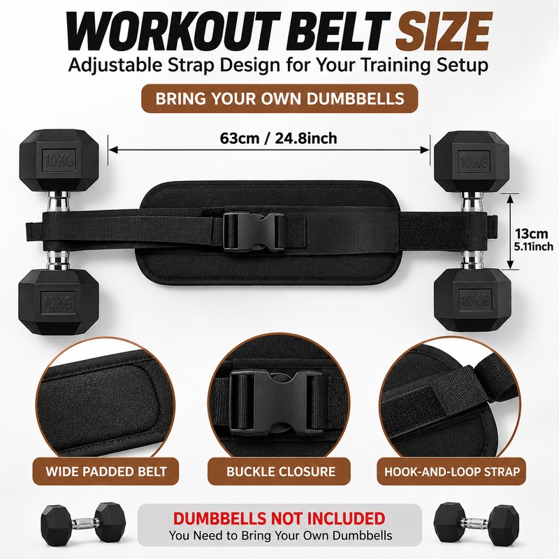 Weighted Hip Belt for Dumbbell Training – Adjustable Nylon Workout