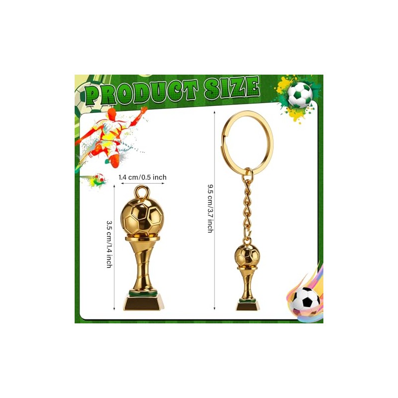 12 Pcs 3D Soccer Trophy Keychain Set - Perfect for