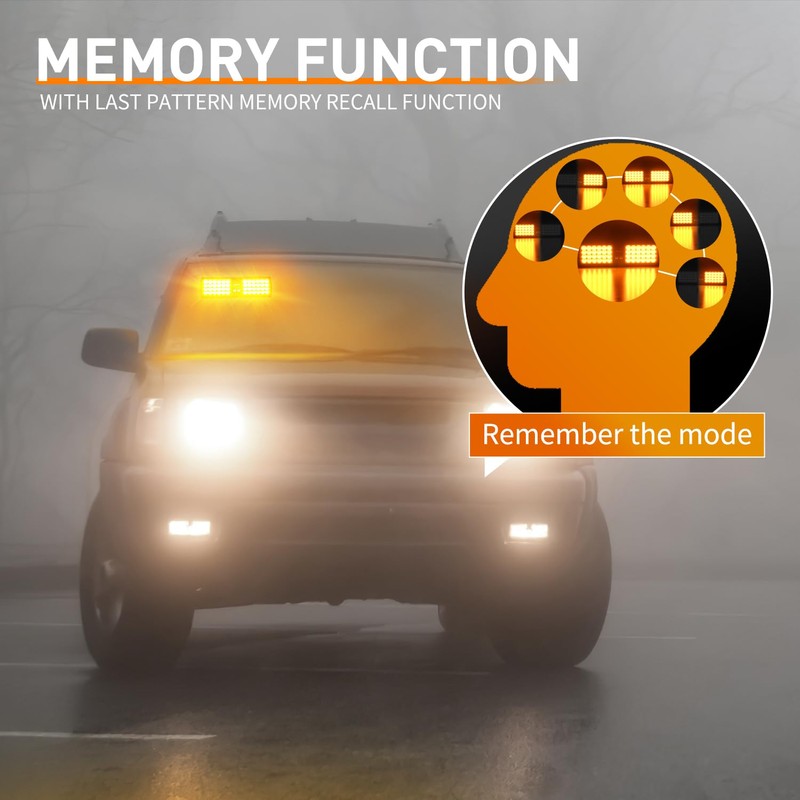 Nilight Amber 48LED Visor Strobe Lights Interior Windshield Emergency Warning