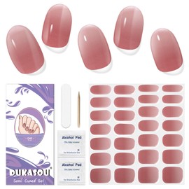 Semi Cured Gel Nail Strips, 28 pcs Gel Nail Strips, Nail Gel Stickers Work with Any UV Lights, Long-Lasting Nail Wraps, Stick on Nails for women Easy to Apply & Remove