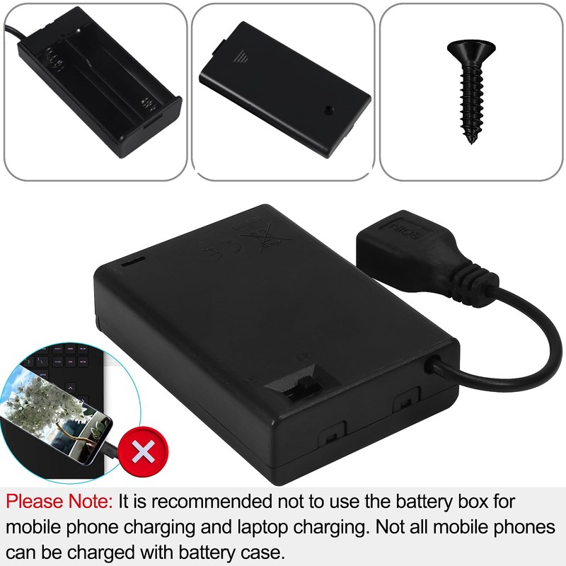 AEDIKO 2pcs 2 AA Battery Holder USB Switch 3V USB