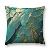Keebik Feather Glitter Teal and Gold Throw Pillow Cover18x18 Inch