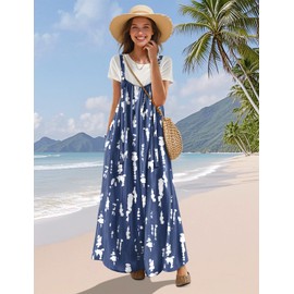 YESNO Casual Wide Leg Jumpsuits for Women Boho Floral Pleated Overalls Rompers Summer Outfits with Pockets L P0D CR147