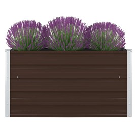 YITHOPI Raised Garden Bed，Garden Outdoor Landscape Galvanized Steel Walls Panels 39.4"x39.4"x17.7" Galvanized Steel Brown