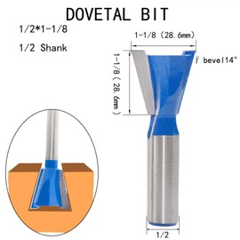 CHCYWJGJ 1-1/8” Dovetail Router Bit 1/2 Shank Half-Blind & Through Dovetail Bits for Making Boxes Drawers Chests for Engraving Router planing Head Wood Cutte Woodworking Tools Carving Cutting Tool