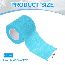 PATIKIL 2" x 177" Self Adhesive Bandage Wrap, 12 Pcs Elastic Self Breathable Self Adherent Wrap Tape for Stretch Athletic Sports Wrist Ankle Outdoor Tape, Sky Blue