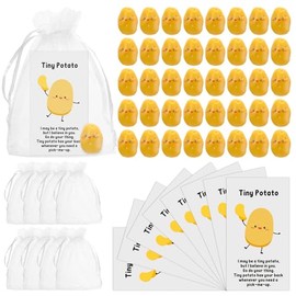 Huwena Set de 100 Patatas Inspiradoras Realistas de Resina con Tarjeta Divertida y Bolsa de Organza Regalo Positivo Apoyo Emocional para Empleados Equipo Trabajo Colegas Navidad Rellenos de Medias