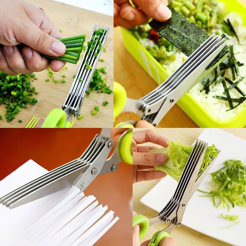 TNSRAY Herb Scissors Green Herb Scissors Stainless Steel Kitchen Scissors