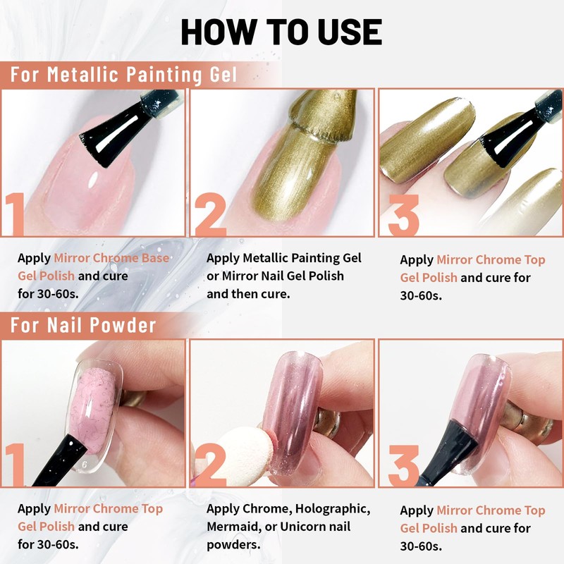 U-Shinein 15ml Top Coat for Metallic Painting Gel, No Wipe