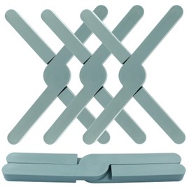 Jiozermi 4 Pack Blue Foldable Silicone Trivets， Non-Silp Kitchen Trivet Pad Hot Pot Holder for Kitchen Table Hot Pots and Pans