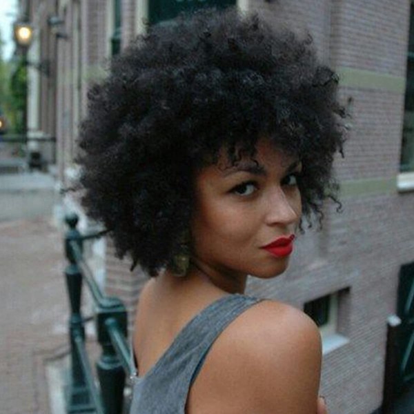 Faddishair Afro Wigs for Black Women 70s Short Human Hair Afro Kinky Curly Hair black Wigs Natural Looking Short Afro Curly Wig for Cosplay and Daily