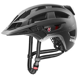 uvex finale light 2.0 - safe city helmet for men and women - incl. LED light - washable interior - black-silver matt - 52-57 cm