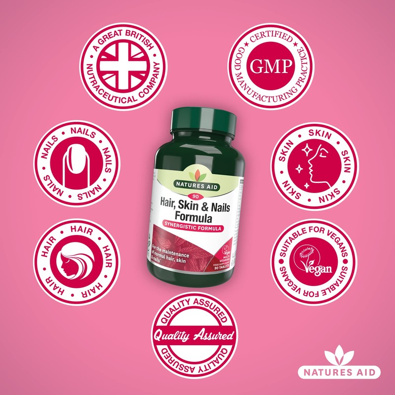 Natures Aid Hair Skin and Nails Formula – Supports Growth,
