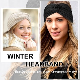 Kavya Winter Headbands for Women's Hair, Knitted Headband Soft Cable Ear Warmers Comfy Ear Muffs Crochet Ladies Head Band Ski Walks Gifts for Women Girl