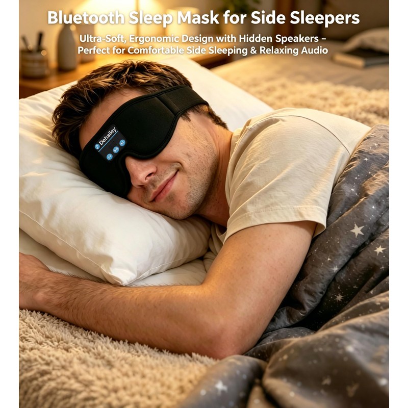 Sleep Mask with Bluetooth Headphones, 100% Light Blocking Sleep Headphones