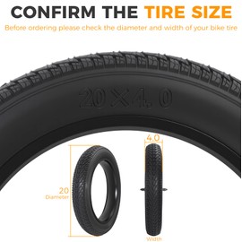 20x4.0/ 20x3.0/ 26x4.0 Fat Bike Tires, 20x4/ 20x3/ 26x4 Fat Tire Tube and Bicycle Repair Tool Kit, Foldable Heavy Duty Off-Road Bike, Ebike Fat Tires Replacement Set, 2PCS 20x4.0