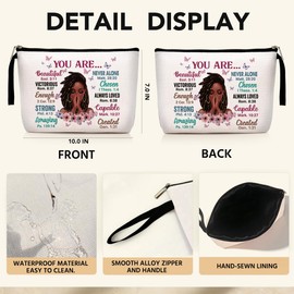 Jztco Inspirational Makeup Bag Christian Gifts You Are Beautiful Strong Amazing Created Travel Makeup Zipper Bag Girl for Women Friends Sisters Mom Aunt Faith Cosmetic Bag