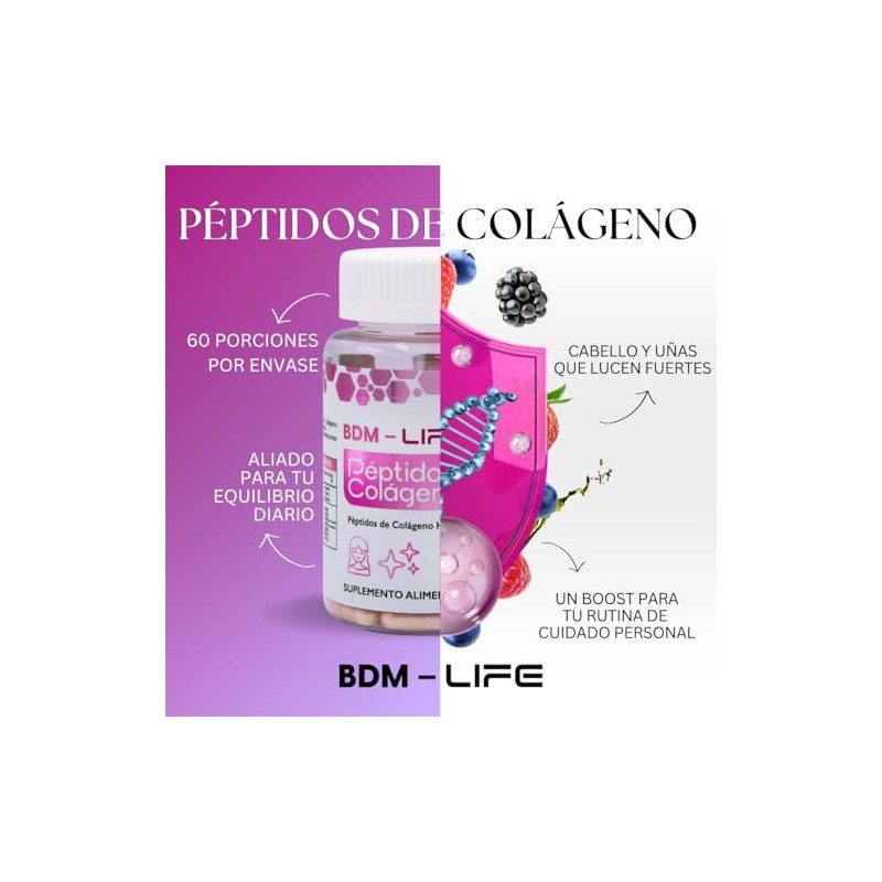 BDM LAB Péptido de Colágeno Omega 3-6-9 2x1 60 cápsulas
