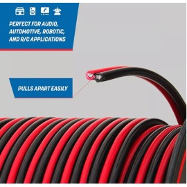 GS Power 16 Gauge Wire (16 AWG) - 100 Foot, Pure Copper, Stranded, Red/Black