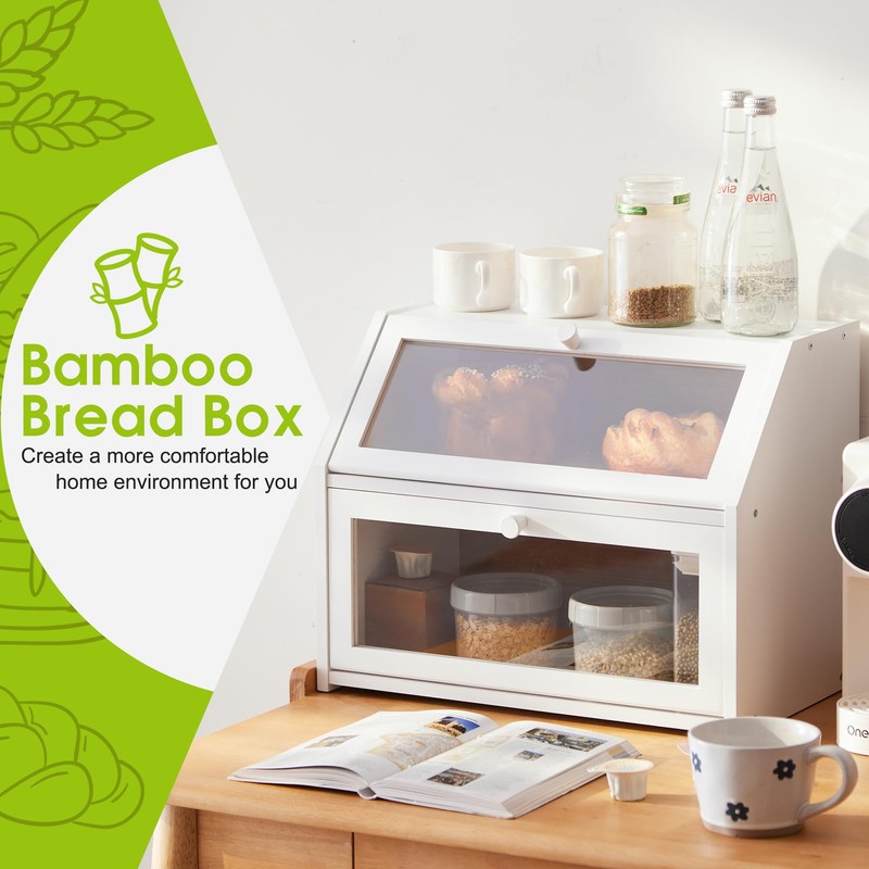 Farmhouse Bread Box for Kitchen Countertop Bread box Double Layer