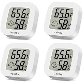 Vaikby Indoor Thermometer 4Pack, Humidity Gauge Meter Digital Hygrometer Room Thermometer for Home, Hight Accurate Temperature and Humidity Monitor, Large LCD Display Fahrenheit or Celsius