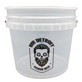 Detroit Axle - 3.5 Gal Car Wash Bucket, Plastic White Heavy Duty Clear Detailing Bucket for RV, Boat, Motorcycle & Home Detailing (Eco-Friendly)