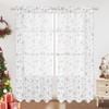 FRAMICS Silver Snowflake Foil Print Sheer Curtains for Living Room,