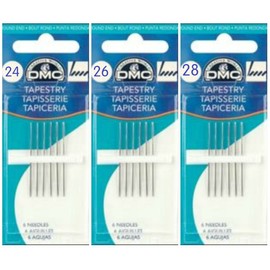 Tapestry Needles, Bundle: Sizes 24, 26 & 28 (6 needles each pack)