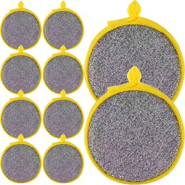 Dishes Scrub Sponges, 20pcs Double-Side Kitchen Scouring Pads Non Scratch Cleaning Scrubber Sponge Sink Washing Brush Cloths for Pot Pan Bowl Bathroom Round