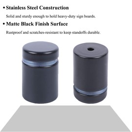 Osring 3/4 x 2 Inch Sign Standoff Mounting Hardware, Black Screw Standoffs Wall Supporting Acrylic Board, Glass Panel and Plexiglass Picture, 8 Pack