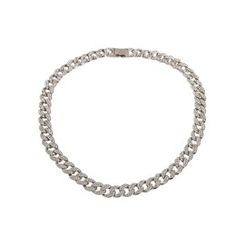 Urban Classics Unisex Heavy Necklace With Stones Collar Button, silver