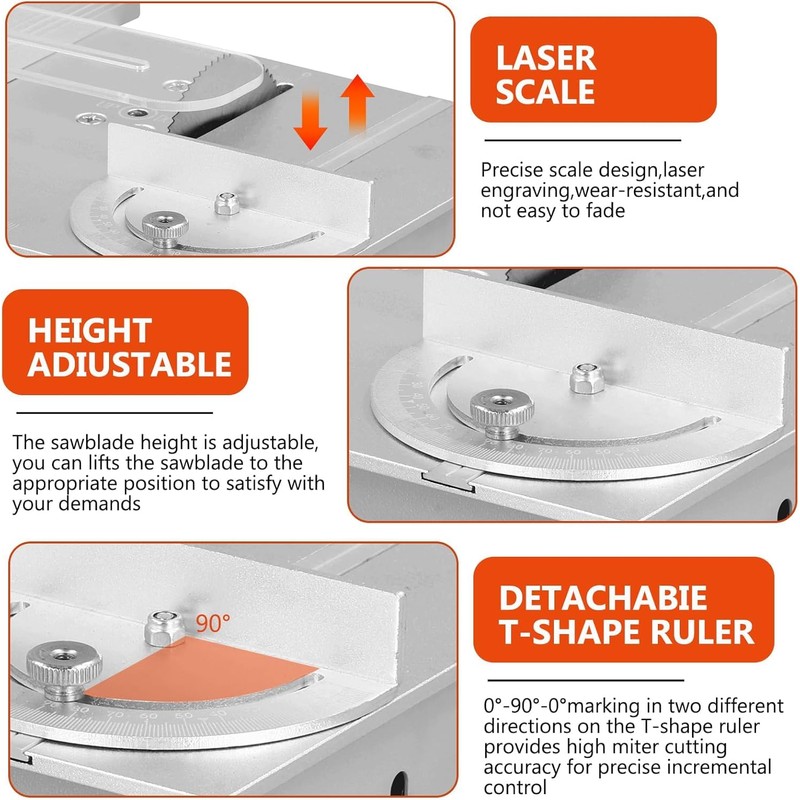 MIUPWULA Mini Table Saw, 96W Portable Precision Craft Table Saw，1/2"