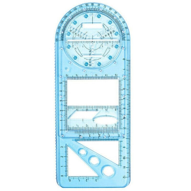Multifunctional Geometric Ruler Student Mathematics Drawing Tools School Office, Clear