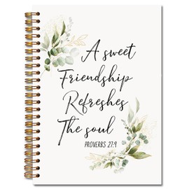 Exqcom a Sweet Friendship Refreshes the Soul Christian Spiral Notebooks, Proverbs 27:9 Bible Journal, Gifts for Christian Women Friends, Religious Notebook for Note Taking, 5.5x8.3 Inch