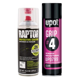 U-POL Raptor 2K White Spray-On Truck Bedliner Aerosol #4 Grip Adhesion Kit 4885 + 799
