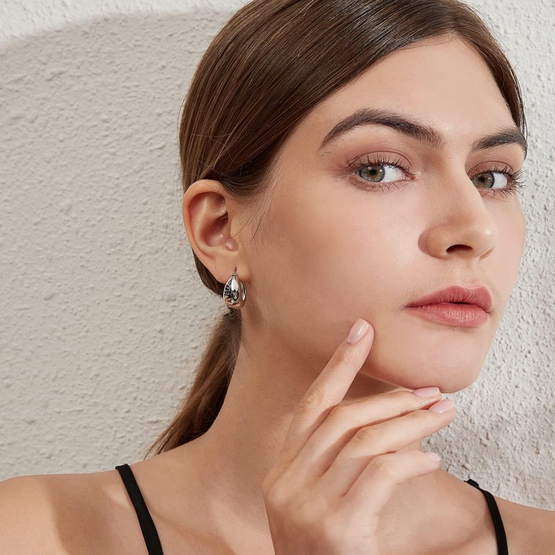 Hoop Earring for Women, Sleeper Hoops Huggie Hinged Earrings, Hypoallergenic