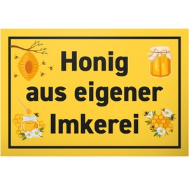 DankeDir! Honig aus eigene Bekerei – 30 x 20 cm Plastic Sign – Gift Idea Beekeepers Friends – Birthday Gift Door Sign Saying Wall Sign Note Sign