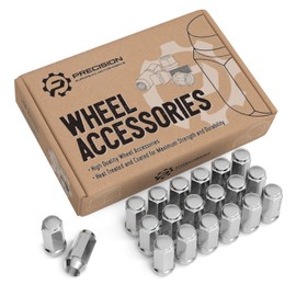 StanceMagic - Set of 20 Lug Nuts Metric 14x1.5 Threads, Bulge Conical Cone Taper Acorn Seat Closed End Long Extended, 1.8 inch Length, Uses 19mm or 3/4 inch Hex Socket M14x1.5 Lug Nut - Silver Chrome