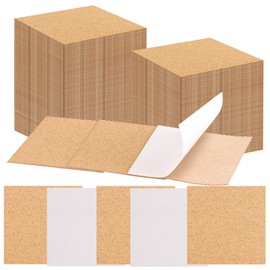 CXIIPOL 100 PCS Self-Adhesive Cork Sheets 4 x 4 Inch Squares Cork Coasters Square Corks Board Backing for DIY Crafts, Drinks and Home Tabletop Decoration