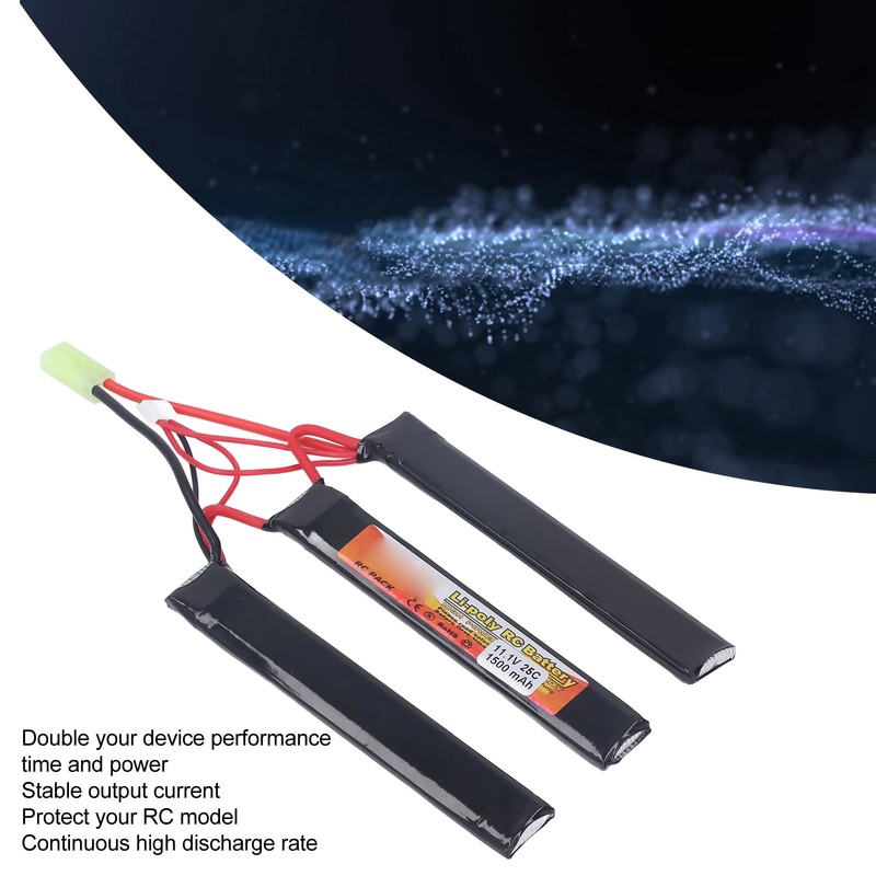1500mAh Lipo Battery 25C Discharge Rate 11.1V 3S Lithium Cobalt