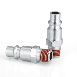 SANFU 3/8 High Flow Air Hose Fittings, 3/8 Inch Body Size, M-Type Plug, 3/8 Inch Male Threads Size, Pre-Coated Adhesive, Steel Material, 300PSI, 2 Pieces