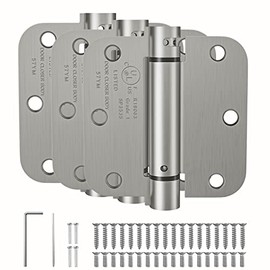 HOSOM Bisagras de puerta de cierre automático de 3.5 pulgadas, bisagras de resorte de tensión ajustable para puerta interior, certificación UL, para puerta izquierda y derecha, esquinas de radio de 5