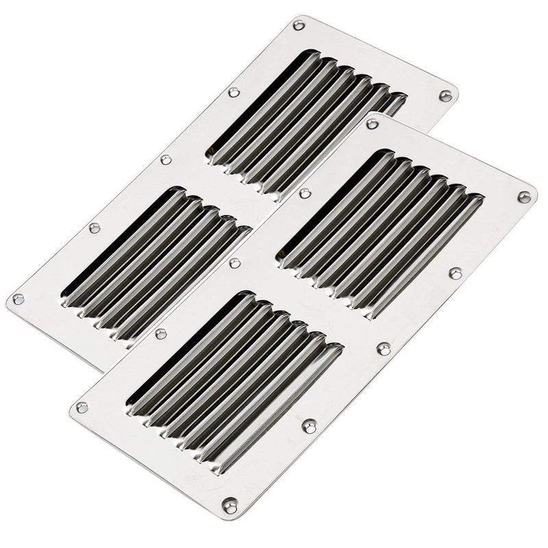 Amarine Made Stainless Steel Stamped Louvered Vent - Rectangular-4-1/2 X